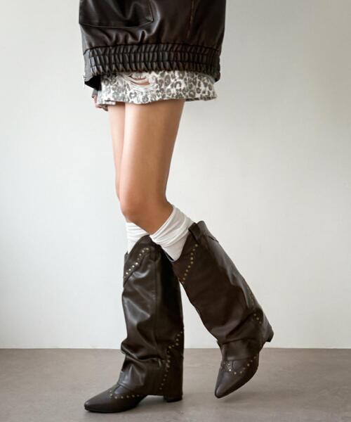 WEGO（ウィゴー）の「WEGO/ウエスタンカバーロングブーツ（ブーツ・レディース・ブラック/ブラウン・SMALL/MEDIUM/LARGE）」の5枚目の写真