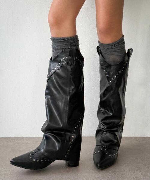 WEGO（ウィゴー）の「WEGO/ウエスタンカバーロングブーツ（ブーツ・レディース・ブラック/ブラウン・SMALL/MEDIUM/LARGE）」の7枚目の写真