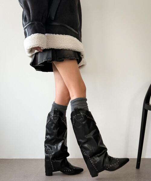 WEGO（ウィゴー）の「WEGO/ウエスタンカバーロングブーツ（ブーツ・レディース・ブラック/ブラウン・SMALL/MEDIUM/LARGE）」の12枚目の写真