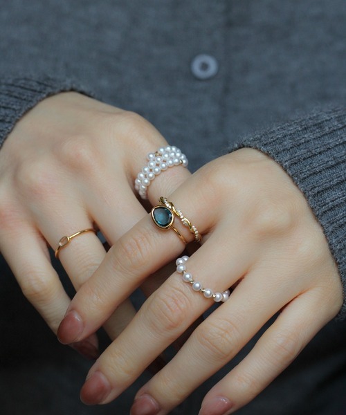 Pearl Flow K18 淡水パールワイヤーリング 一連（リング）｜NOIR DE