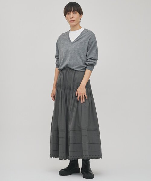 Whim Gazette(ウィムガゼット)の「【GEMINI】スカラップ刺繍スカート(スカート・レディース・オフホワイト/チャコールグレー・FREE)」の19枚目の写真