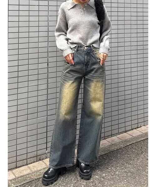 EMODA(エモダ)の「スキッパーワイドシャギーニット(ニット/セーター・レディース・グレー/ネイビー/イエロー/ブラウン・FREE)」の13枚目の写真