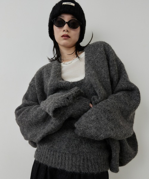 HANNE（アン）の「モヘアライクニットカーディガン（カーディガン/ボレロ・レディース・アイボリー/グレー/ネイビー・FREE）」の9枚目の写真