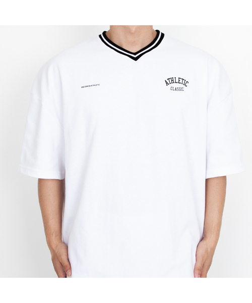 PACIENCIA(パシエンシア)の「007 Vネックオーバーフィット半袖(Tシャツ/カットソー・メンズ・ホワイト/ブラック・MEDIUM/LARGE/X-LARGE/XX-LARGE)」の2枚目の写真