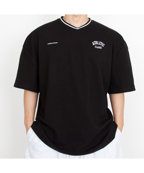 PACIENCIA(パシエンシア)の「007 Vネックオーバーフィット半袖(Tシャツ/カットソー・メンズ・ホワイト/ブラック・MEDIUM/LARGE/X-LARGE/XX-LARGE)」の1枚目の写真