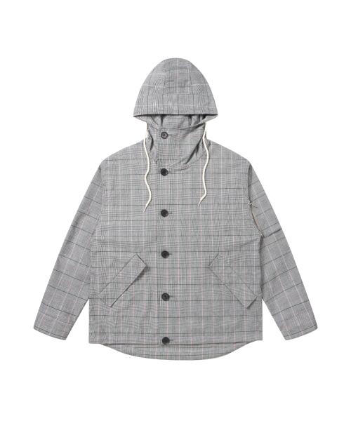 SOLEW(ソル)の「TR フードパーカー ウィンドブレーカー チェックピンク(ナイロンジャケット・メンズ・その他・MEDIUM/LARGE/X-LARGE)」の1枚目の写真