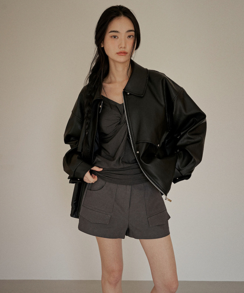 LEATHER RODEO JUMPER [ BLACK ]
