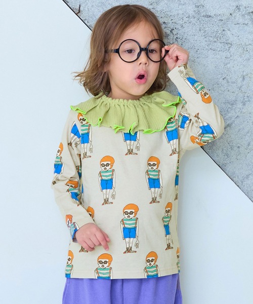 MARKEY'S（マーキーズ）の「26年春夏新作/ソウガラナガソデＴシャツ（Tシャツ/カットソー・キッズ・グリーン系その他/チャコール/ブルー系その他/ベージュ系その他/ホワイト系その他/マルチ/イエロー系その他/ピンク系その他/アイボリー/ブラック系その他・70/80/90/95/100/110/120/130/140/150）」の2枚目の写真