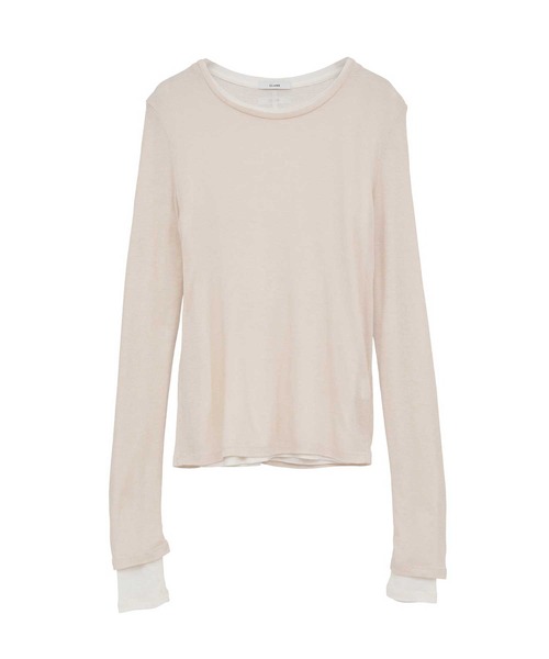 CLANE（クラネ）の「【CLANE/クラネ】SHEER LAYERED CUT TOPS/シアーレイヤードカットトップス（Tシャツ/カットソー・レディース・マルチ/ブラック/ベージュ・1）」の3枚目の写真