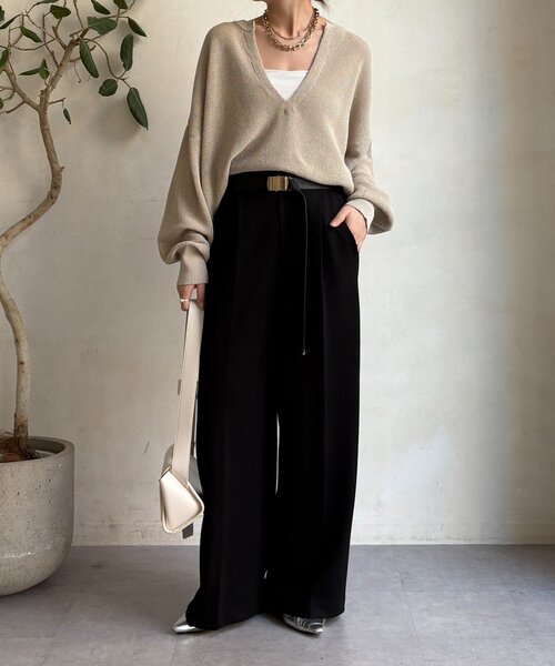 DouDou（ドゥドゥ）の「センタープレスダンボールパンツ（その他パンツ・レディース・ブラック/グレー・36/38）」の3枚目の写真