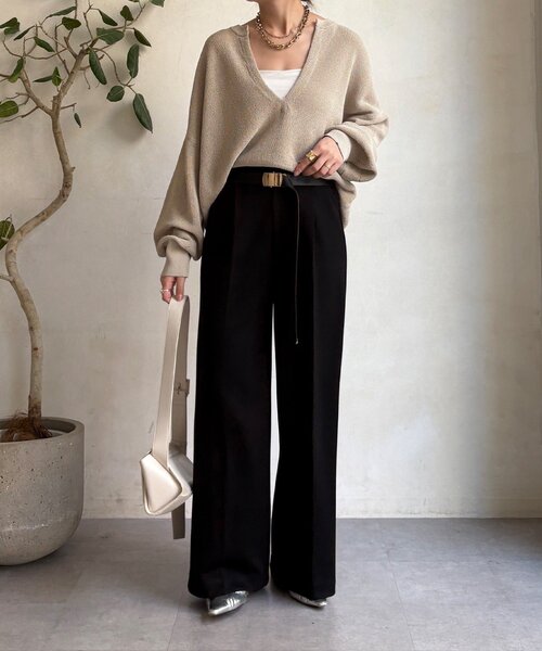 DouDou（ドゥドゥ）の「センタープレスダンボールパンツ（その他パンツ・レディース・ブラック/グレー・36/38）」の4枚目の写真