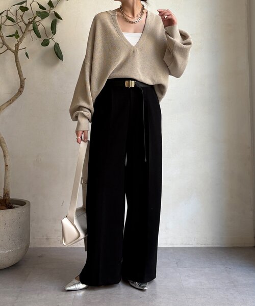 DouDou（ドゥドゥ）の「センタープレスダンボールパンツ（その他パンツ・レディース・ブラック/グレー・36/38）」の5枚目の写真