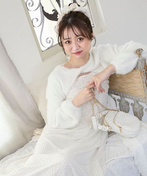 MAJESTIC LEGON（マジェスティックレゴン）の「シャギーボレロ×キャミワンピセット（ワンピース・レディース・ホワイト系その他2/ブラック系その他/ピンク系その他2・MEDIUM）」の9枚目の写真