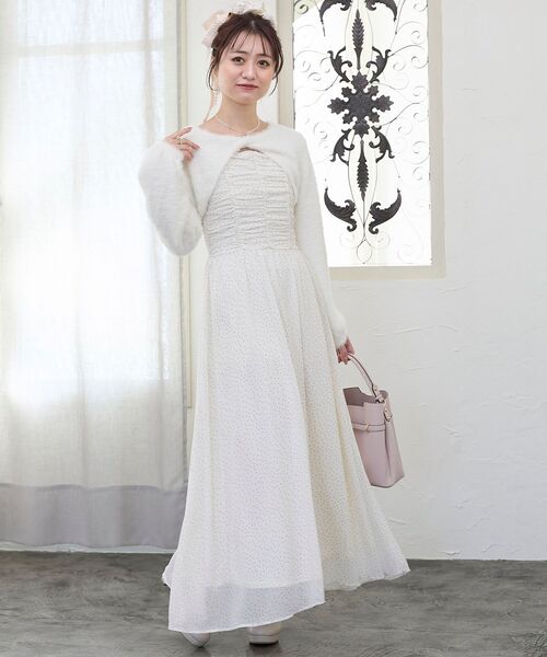 MAJESTIC LEGON（マジェスティックレゴン）の「シャギーボレロ×キャミワンピセット（ワンピース・レディース・ホワイト系その他2/ブラック系その他/ピンク系その他2・MEDIUM）」の7枚目の写真