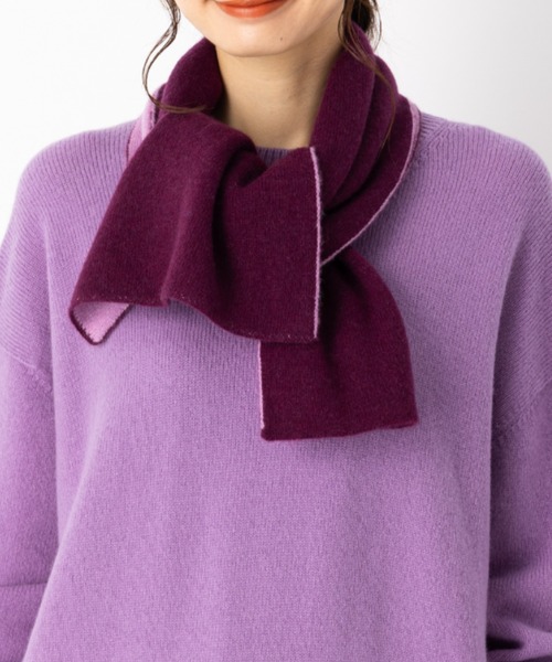 aunt lily（アントリリー）の「ふんわりカシミヤ100％ リバーシブルマフラー ボルドー ラベンダー カーキ グレー 軽い シンプル 差し色 プレゼント（マフラー・レディース・ボルドー/カーキ・FREE）」の2枚目の写真