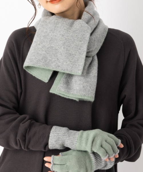 aunt lily（アントリリー）の「ふんわりカシミヤ100％ リバーシブルマフラー ボルドー ラベンダー カーキ グレー 軽い シンプル 差し色 プレゼント（マフラー・レディース・ボルドー/カーキ・FREE）」の3枚目の写真