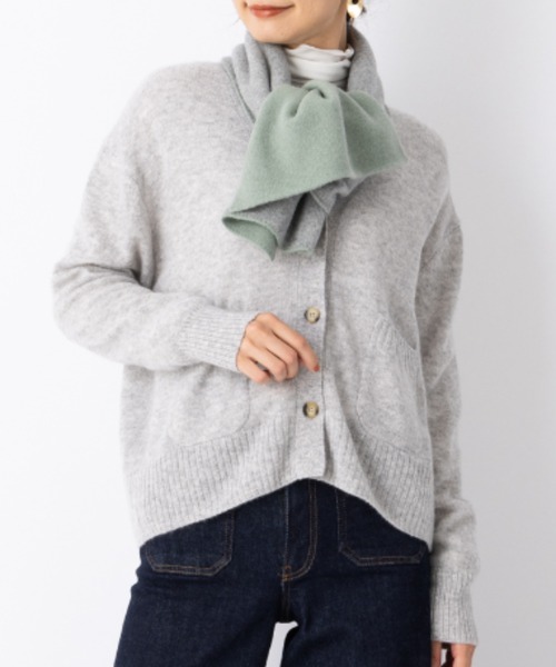 aunt lily（アントリリー）の「ふんわりカシミヤ100％ リバーシブルマフラー ボルドー ラベンダー カーキ グレー 軽い シンプル 差し色 プレゼント（マフラー・レディース・ボルドー/カーキ・FREE）」の6枚目の写真