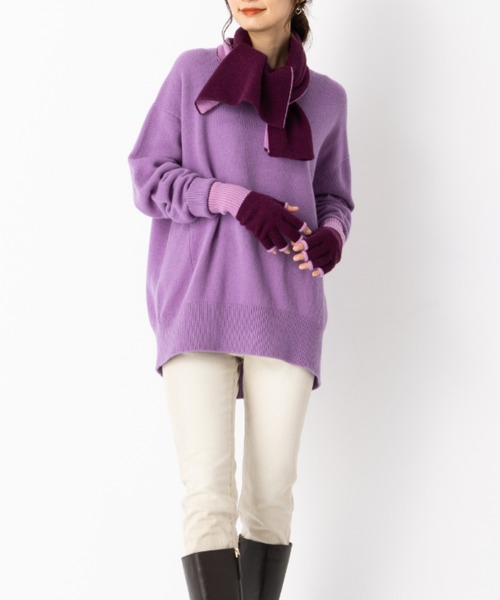 aunt lily（アントリリー）の「ふんわりカシミヤ100％ リバーシブルマフラー ボルドー ラベンダー カーキ グレー 軽い シンプル 差し色 プレゼント（マフラー・レディース・ボルドー/カーキ・FREE）」の12枚目の写真