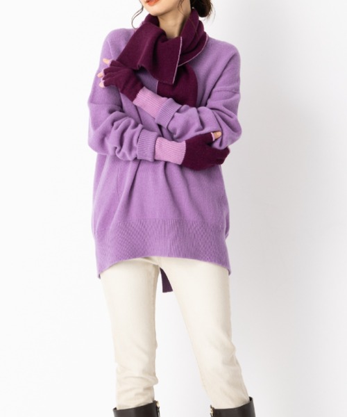 aunt lily（アントリリー）の「ふんわりカシミヤ100％ リバーシブルマフラー ボルドー ラベンダー カーキ グレー 軽い シンプル 差し色 プレゼント（マフラー・レディース・ボルドー/カーキ・FREE）」の13枚目の写真