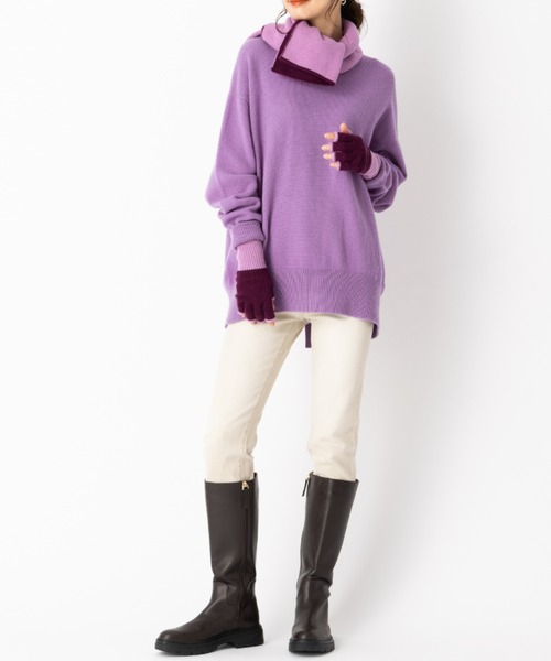 aunt lily（アントリリー）の「ふんわりカシミヤ100％ リバーシブルマフラー ボルドー ラベンダー カーキ グレー 軽い シンプル 差し色 プレゼント（マフラー・レディース・ボルドー/カーキ・FREE）」の15枚目の写真