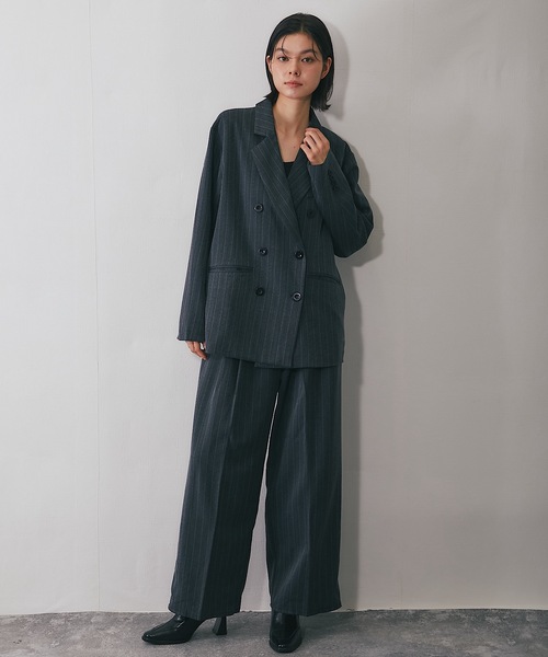 SMILE ORCHID(スマイルオーキッド)の「ツータックスラックスパンツ(スーツパンツ・レディース・グレー×ホワイト/チャコールグレー・FREE)」の7枚目の写真