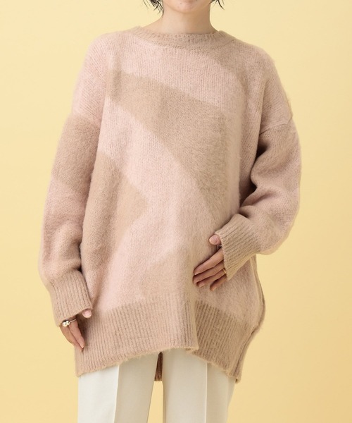 LEPSIM（レプシィム）の「【産前・産後対応】マタニティ／2WAYニュアンス柄カーディガン　632318（マタニティウェア/グッズ・レディース・グレー/ベージュ・FREE）」の2枚目の写真