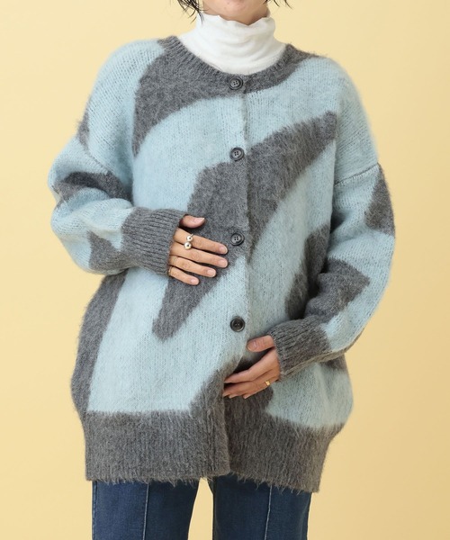 LEPSIM（レプシィム）の「【産前・産後対応】マタニティ／2WAYニュアンス柄カーディガン　632318（マタニティウェア/グッズ・レディース・グレー/ベージュ・FREE）」の3枚目の写真