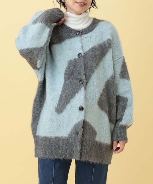 LEPSIM（レプシィム）の「【産前・産後対応】マタニティ／2WAYニュアンス柄カーディガン　632318（マタニティウェア/グッズ・レディース・グレー/ベージュ・FREE）」の4枚目の写真