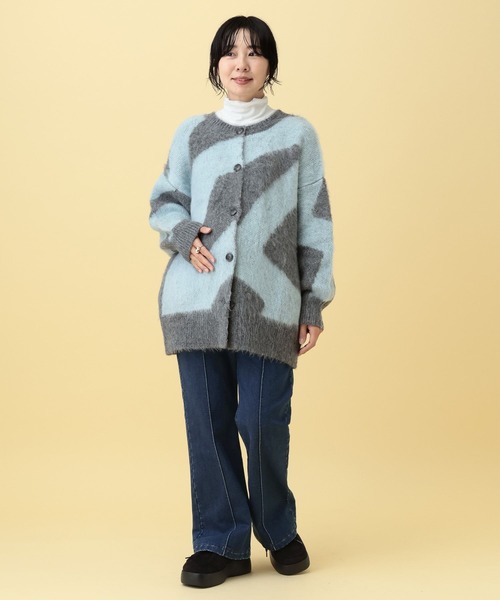 LEPSIM（レプシィム）の「【産前・産後対応】マタニティ／2WAYニュアンス柄カーディガン　632318（マタニティウェア/グッズ・レディース・グレー/ベージュ・FREE）」の7枚目の写真