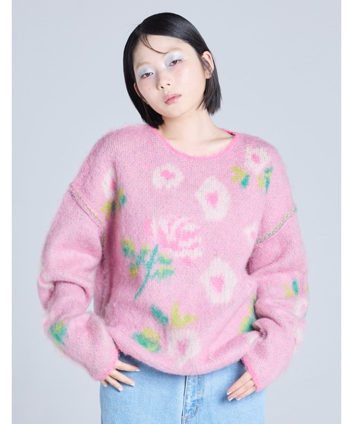 Little sunny bite(リトルサニーバイト)の「《Little sunny bite》floral knit(ニット/セーター・レディース・ピンク・MEDIUM)」の1枚目の写真