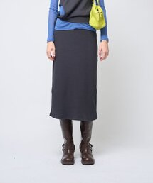 Banding Slit Ribbed Span Long Skirt Deep navy