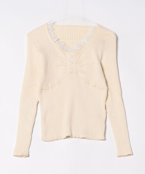 Achic(アシック)の「レースレイヤード風 ギャザーデザインリブロンT(Tシャツ/カットソー・レディース・ホワイト/オートミール/グレー/アイボリー/ブラック・M)」の20枚目の写真