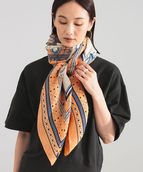 Demi-Luxe BEAMS（デミルクス ビームス）の「ｍanipuri / バルーン ストール（ストール/ショール・レディース・オレンジ・ONE SIZE）」の3枚目の写真