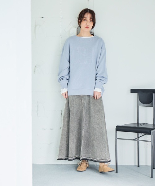 studio CLIP（スタディオクリップ）の「リメイク風甘織りデニムスカート[プチ・プラスサイズあり]《CLIP denim》（デニムスカート・レディース・ライトブルー/ライトグレー・PF/ﾌﾘｰ(L)/LARGE/MEDIUM）」の6枚目の写真