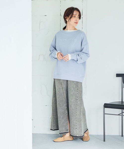 studio CLIP（スタディオクリップ）の「リメイク風甘織りデニムスカート[プチ・プラスサイズあり]《CLIP denim》（デニムスカート・レディース・ライトブルー/ライトグレー・PF/ﾌﾘｰ(L)/LARGE/MEDIUM）」の7枚目の写真