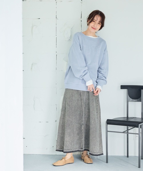 studio CLIP（スタディオクリップ）の「リメイク風甘織りデニムスカート[プチ・プラスサイズあり]《CLIP denim》（デニムスカート・レディース・ライトブルー/ライトグレー・PF/ﾌﾘｰ(L)/LARGE/MEDIUM）」の8枚目の写真