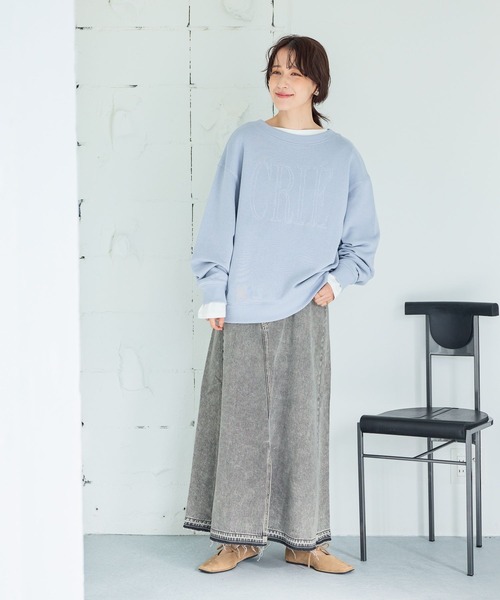 studio CLIP（スタディオクリップ）の「リメイク風甘織りデニムスカート[プチ・プラスサイズあり]《CLIP denim》（デニムスカート・レディース・ライトブルー/ライトグレー・PF/ﾌﾘｰ(L)/LARGE/MEDIUM）」の9枚目の写真
