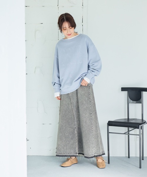 studio CLIP（スタディオクリップ）の「リメイク風甘織りデニムスカート[プチ・プラスサイズあり]《CLIP denim》（デニムスカート・レディース・ライトブルー/ライトグレー・PF/ﾌﾘｰ(L)/LARGE/MEDIUM）」の10枚目の写真