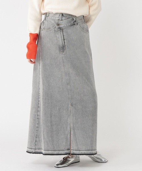 studio CLIP（スタディオクリップ）の「リメイク風甘織りデニムスカート[プチ・プラスサイズあり]《CLIP denim》（デニムスカート・レディース・ライトブルー/ライトグレー・PF/ﾌﾘｰ(L)/LARGE/MEDIUM）」の11枚目の写真