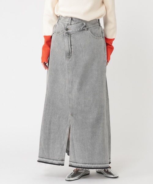 studio CLIP（スタディオクリップ）の「リメイク風甘織りデニムスカート[プチ・プラスサイズあり]《CLIP denim》（デニムスカート・レディース・ライトブルー/ライトグレー・PF/ﾌﾘｰ(L)/LARGE/MEDIUM）」の12枚目の写真