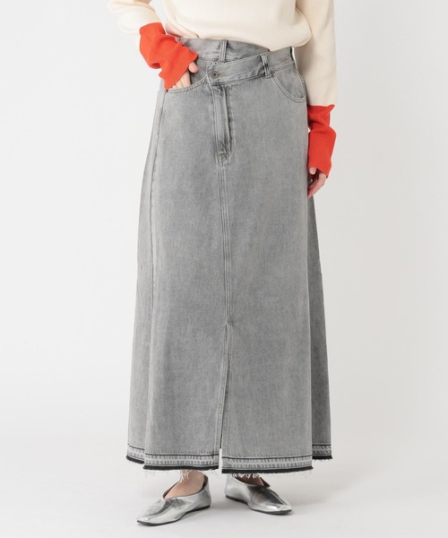 studio CLIP（スタディオクリップ）の「リメイク風甘織りデニムスカート[プチ・プラスサイズあり]《CLIP denim》（デニムスカート・レディース・ライトブルー/ライトグレー・PF/ﾌﾘｰ(L)/LARGE/MEDIUM）」の13枚目の写真