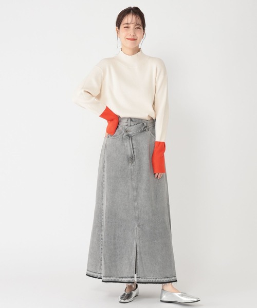studio CLIP（スタディオクリップ）の「リメイク風甘織りデニムスカート[プチ・プラスサイズあり]《CLIP denim》（デニムスカート・レディース・ライトブルー/ライトグレー・PF/ﾌﾘｰ(L)/LARGE/MEDIUM）」の14枚目の写真