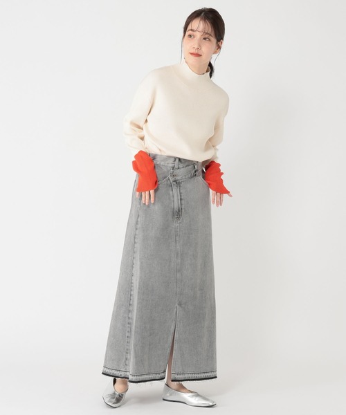 studio CLIP（スタディオクリップ）の「リメイク風甘織りデニムスカート[プチ・プラスサイズあり]《CLIP denim》（デニムスカート・レディース・ライトブルー/ライトグレー・PF/ﾌﾘｰ(L)/LARGE/MEDIUM）」の15枚目の写真