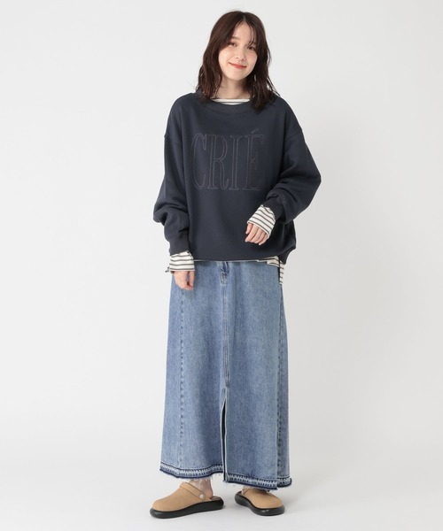 studio CLIP（スタディオクリップ）の「リメイク風甘織りデニムスカート[プチ・プラスサイズあり]《CLIP denim》（デニムスカート・レディース・ライトブルー/ライトグレー・PF/ﾌﾘｰ(L)/LARGE/MEDIUM）」の22枚目の写真