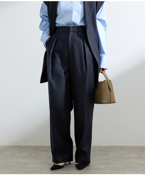 IENA（イエナ）の「&NAVY ツイーディーパンツ（スラックス・レディース・ネイビー/ベージュ・38/36/40）」の2枚目の写真