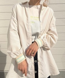 Q（キュー）の「ピンストライプリブドッキングシャツ（シャツ/ブラウス）」