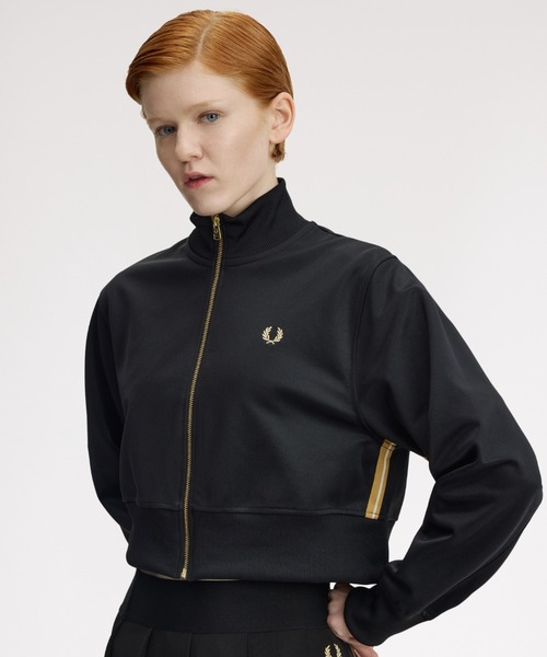 FRED PERRY（フレッドペリー）の「Taped Detail Track Jacket／テープディテールトラックジャケット（ジャージ・レディース・ブラック・10）」の3枚目の写真