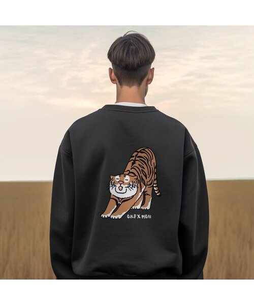 OHP x MOAI bストレッチタイガー裏起毛スウェット