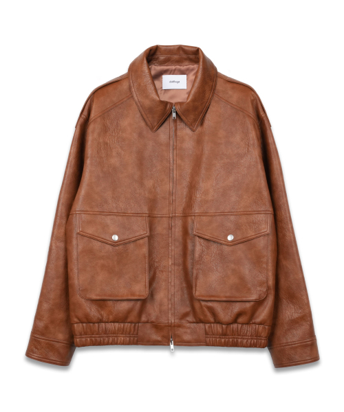 DOFFSEPT（ドフセプト）の「Overfit Two Pocket Leather Blouson in Brown（ライダースジャケット・レディース・その他・FREE）」の2枚目の写真
