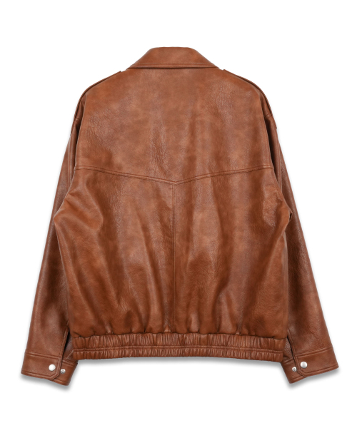 DOFFSEPT（ドフセプト）の「Overfit Two Pocket Leather Blouson in Brown（ライダースジャケット・レディース・その他・FREE）」の3枚目の写真